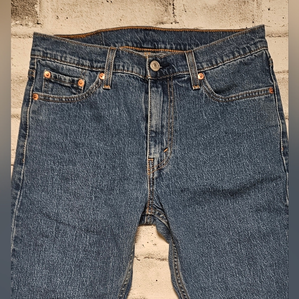 Levi’s 513 Slim Straight Jeans W30 Hemmed 27” Inseam Classic Blue - Picture 3 of 11